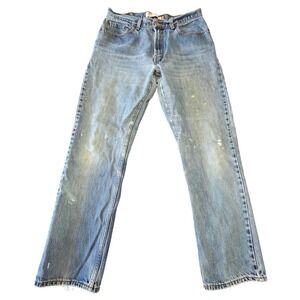 Levi's 505 Regular Fit Straight Jeans Light Wash W34 L32 Distressed Vintage 90s